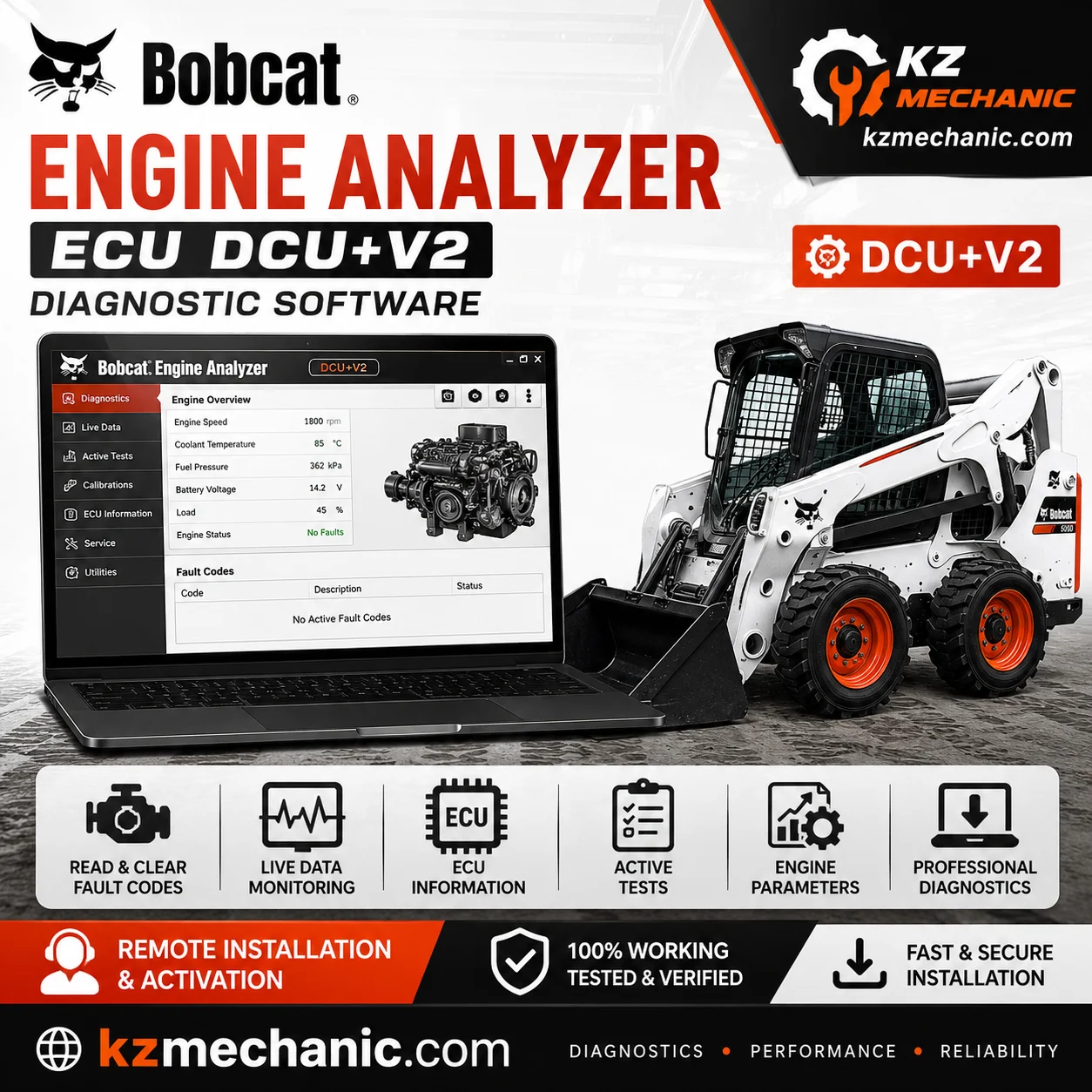 Bobcat Engine Analyzer ECU DCU+V2 Engine Analyzer + Remote Installation & Activation 1 Bobcat Engine Analyzer ECU DCU+V2 Diagnostic Software Remote Installation and Activation