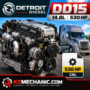 Download Detroit Diesel DD15 14.8L 530 HP engine calibration CAL file in a digital ZIP package. For qualified technicians. Verify ECM compatibility before use.
