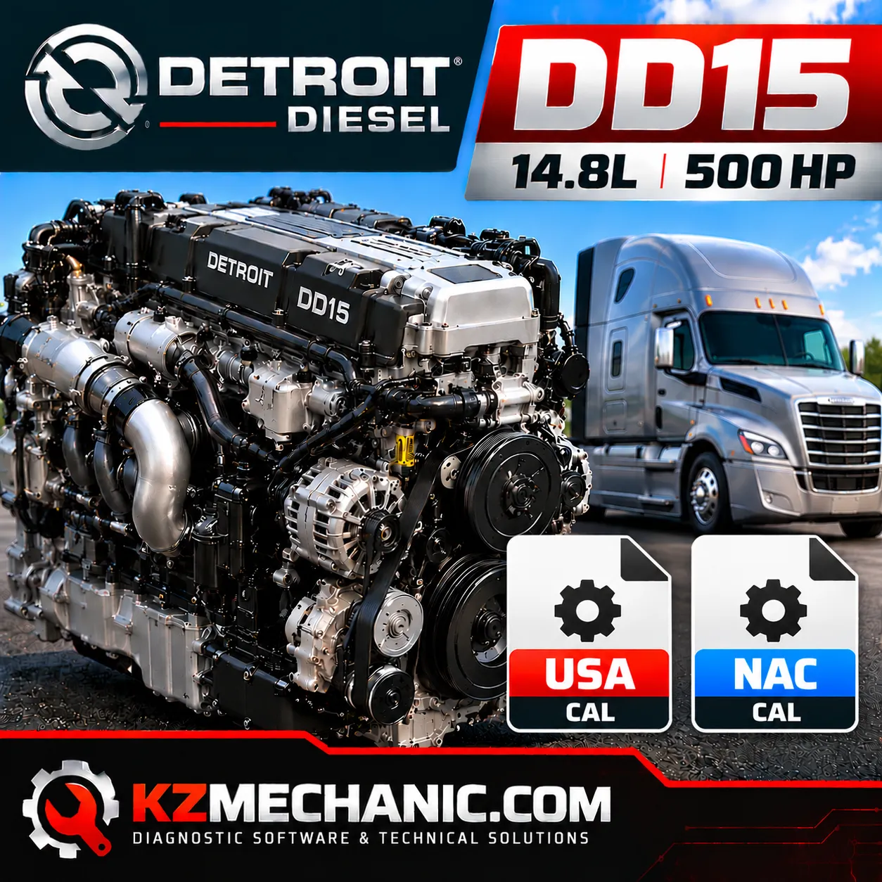 Detroit Diesel DD15 14.8L 500 HP Engine Calibration Files – USA & NAC CAL 1 Detroit Diesel DD15 500 HP USA & NAC CAL Files Download